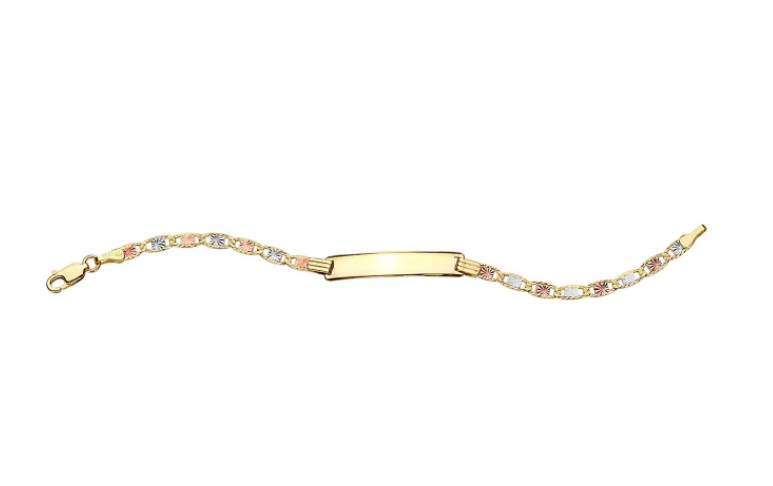14K 6" Tri-Color Valentino ID Bracelet