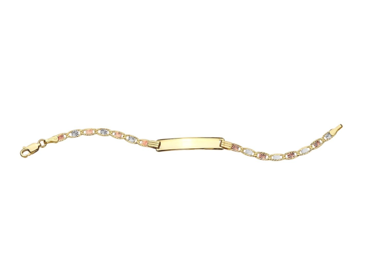 14K 6" Tri-Color Valentino ID Bracelet