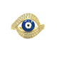 14K Yellow Gold Enameled Evil Eye CZ Fashion Ring