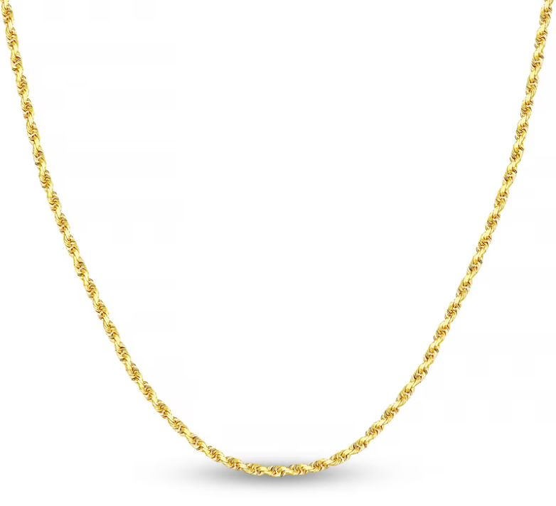 14K 18" Diamond-Cut Solid Rope Chain Necklace