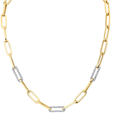 14K 1.08 cttw Two-toned Diamond Paperclip Necklace with Togg...